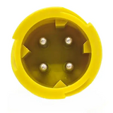 Yellow plastic plug with four holes for secure attachment